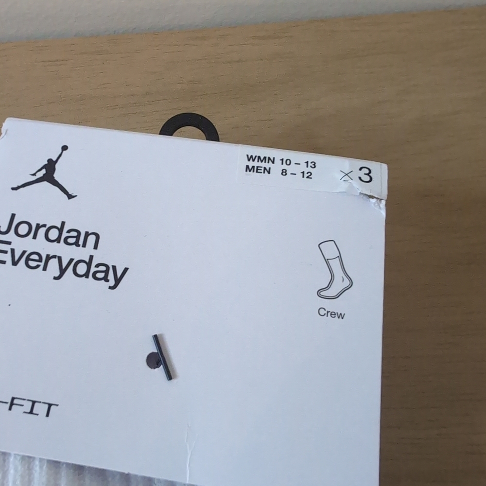 Jordan Everyday Crew Socks - DX9632 914 - White / Grey - 3 Pack - Size L (8-12) - Picture 4 of 6